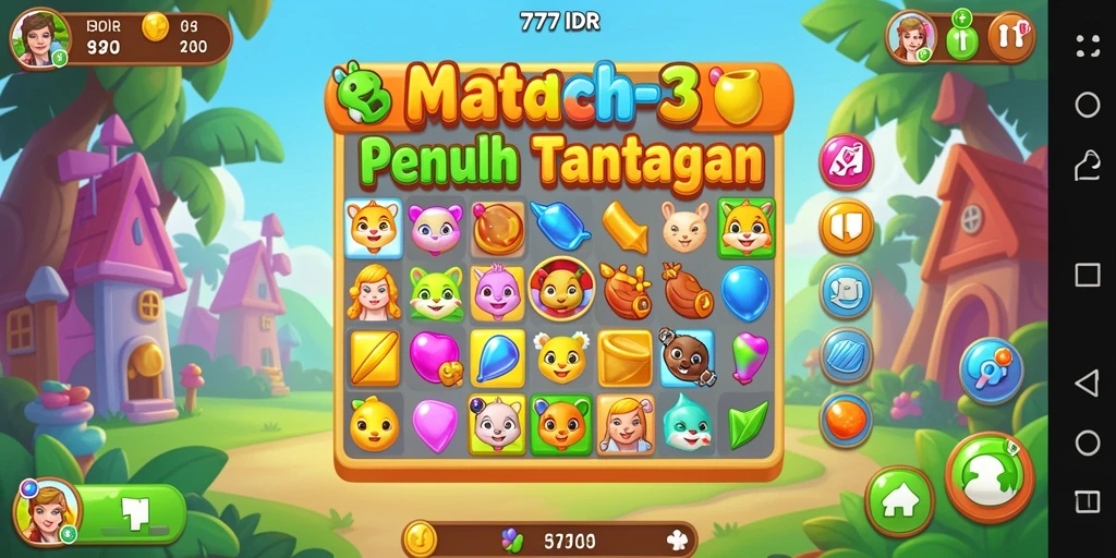 Tangkapan layar gameplay <strong>777IDR</strong> yang menunjukkan keseruan permainan Match-3.