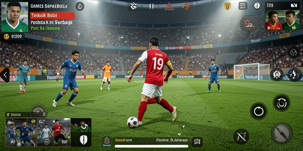 Tangkapan layar game 9399 menampilkan aksi sepak bola mendebarkan.