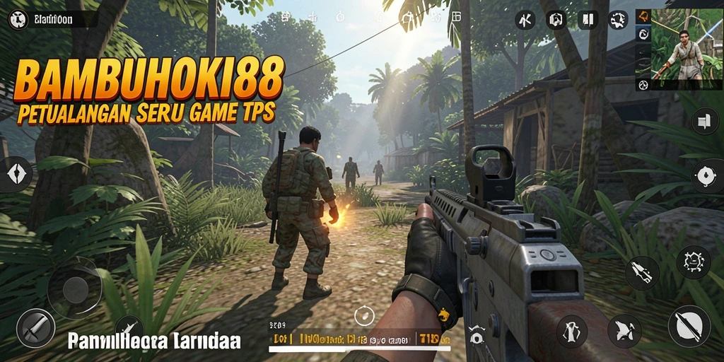 Screenshot gameplay BAMBUHOKI88 menunjukkan aksi menegangkan di medan perang.