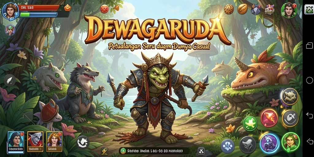 Tangkapan layar utama DEWAGARUDA yang menunjukkan gameplay yang seru dan menarik.