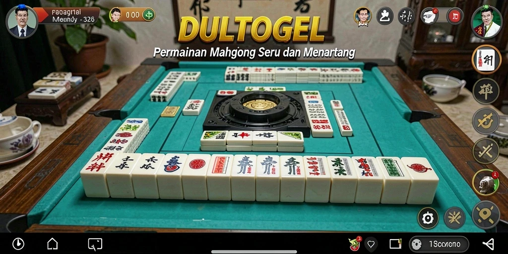 Tampilan gameplay DULTOGEL menampilkan suasana Mahjong yang menarik.