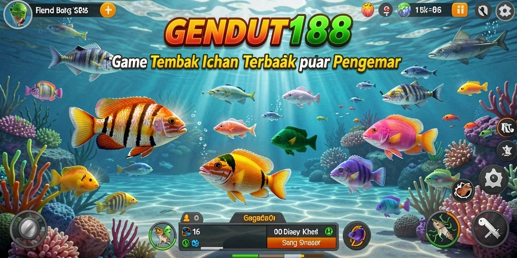 Gameplay seru dari GENDUT188 dengan berbagai ikan menanti ditembak.