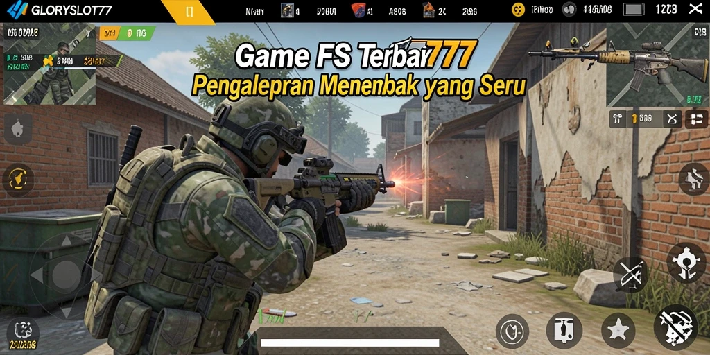Screenshot menampilkan aksi seru dalam gameplay FPS GLORYSLOT777.