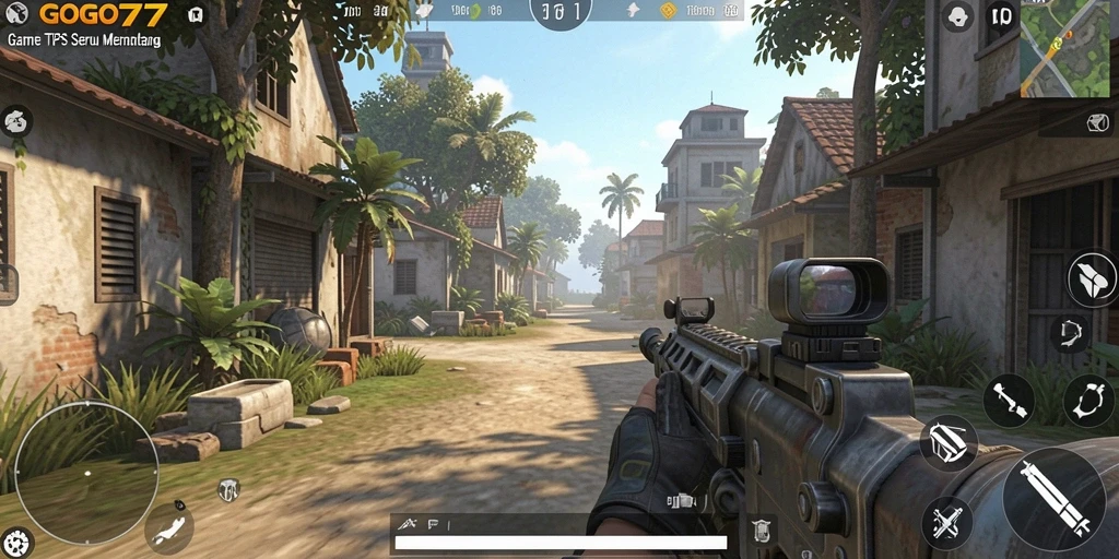 Tangkapan layar utama GOGO77 menampilkan aksi gameplay TPS yang intens.