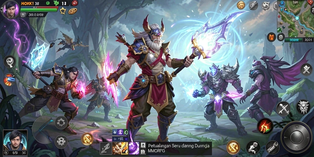 Tampilan gameplay HOKI138 yang menakjubkan dalam setting MMORPG.