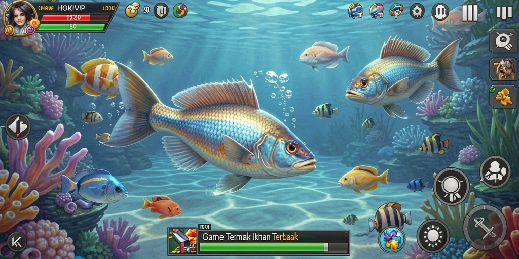 Gameplay seru Tembak Ikan di HOKIVIP dengan ikan yang beraneka ragam.