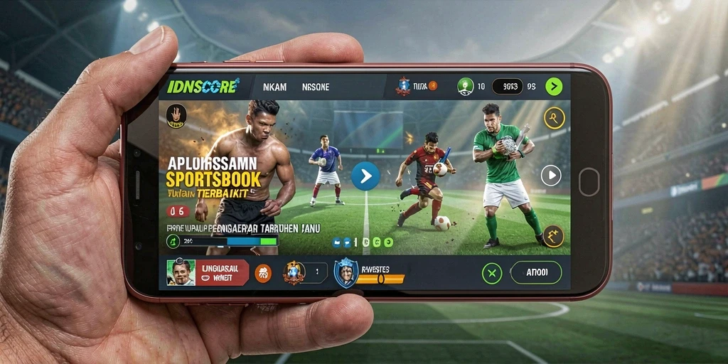 Tampilan utama IDNSCORE dengan fitur taruhan olahraga menarik.
