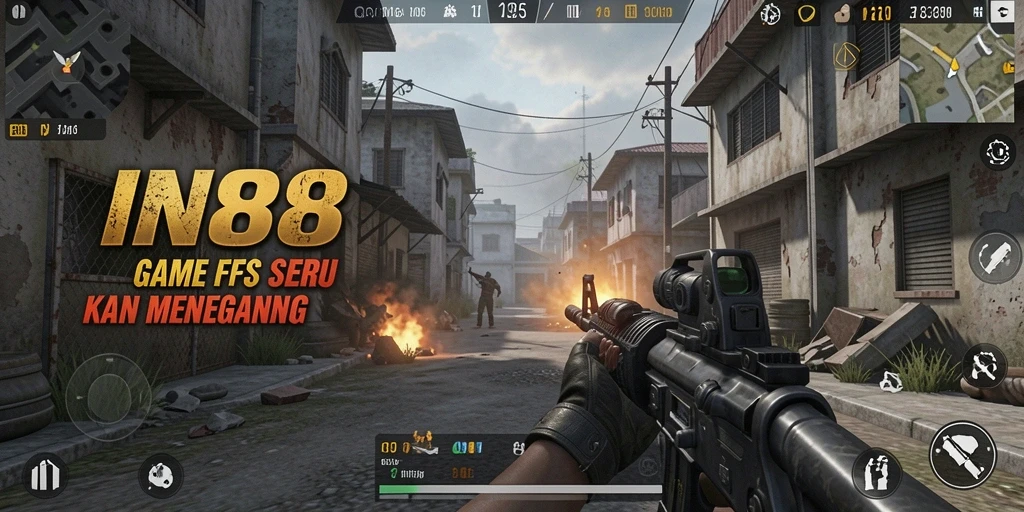 Screenshot IN88 menunjukkan aksi gameplay FPS yang mendebarkan.
