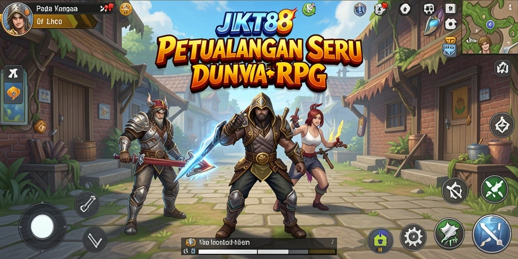 Screenshot menunjukkan aksi pertempuran seru dengan karakter RPG.