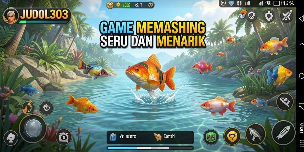Screenshot gameplay JUDOL303 yang menampilkan aktivitas memancing.
