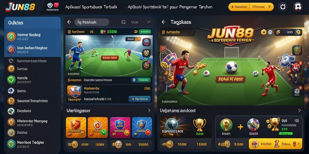 Tampilan gameplay Sportsbook yang menarik dan interaktif di JUN88.