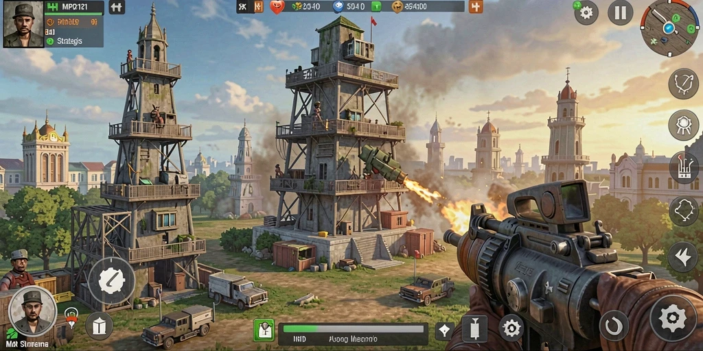 Tampilan strategis permainan Tower Defense MPO2121 yang mendebarkan.
