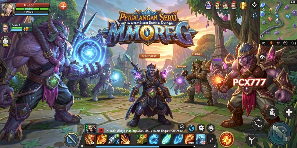 Tampilan gameplay seru dalam dunia MMORPG PCX777.