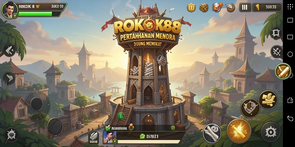 Tampilan gameplay ROKOK88 yang menggugah semangat Tower Defense.