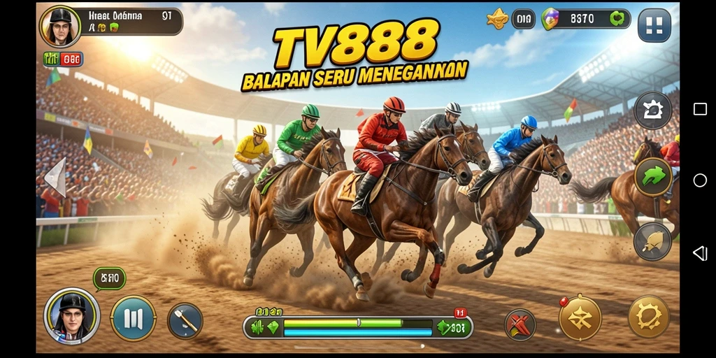 Screenshot gameplay TV888 yang menampilkan aksi balapan seru.